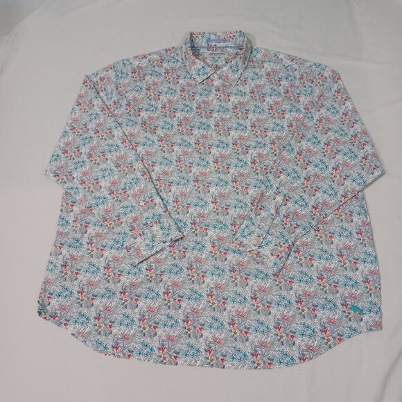 Tommy Bahama Shirt Mens XXXL Blue White Long Sleeve Floral Vented The Siesta Key - Picture 1 of 10